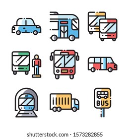 Simple Set of Public Transport Related Vector Line Icons.