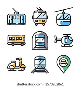 Simple Set of Public Transport Related Vector Line Icons.