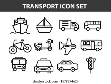 Simple Conjunto de Iconos de Línea de Vector Relacionados con Transporte Público.Trazo Editable. 48x48 Pixel Perfecto.