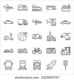 Simple Set of Public Transport Related Vector Icons, Transportation line icons. vector illustration on white background