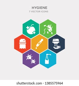 simple set of pump bottle, microbes, drying hands, purity icons, contains such as icons paper towel, pathogen, food hygiene and more. 64x64 pixel perfect. infographics vector