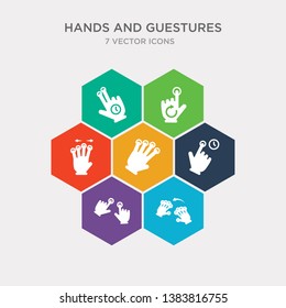 simple set of push all fingers to twist left, push and expand gesture, push and wait gesture, four fingers icons, contains such as icons four fingers and move gesture, one finger twist back, one
