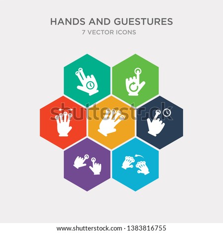 simple set of push all fingers to twist left, push and expand gesture, push and wait gesture, four fingers icons, contains such as icons four fingers and move gesture, one finger twist back, one