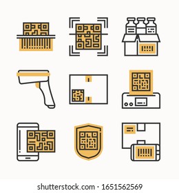 simple set Qr Code Color icons Pack vector