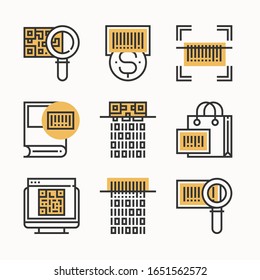 simple set Qr Code Color icons Pack vector