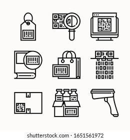 simple set Qr Code Line icons Pack vector