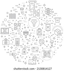 Simple Set of QR code and scan Related Vector Line Illustration. Contains such Icons as bar code, label, qr, tag, scanner, pay, digital and Other Elements. 