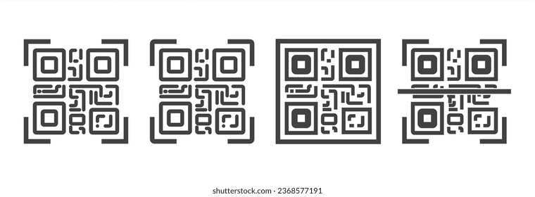Simple set QR Code symbol. QR code label sign, Vector QR code sample for smartphone scanning isolated on white background. Simple icon line of QR code. ecommerce interface concept elements, 
