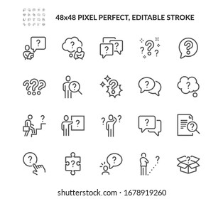 Simple Set of Question Related Vector Line Icons. Contains such Icons as Puzzle, Confused Man, Question Mark and more. Editable Stroke. 48x48 Pixel Perfect. - Shutterstock ID 1678919260