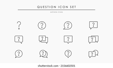 Simple Set of Question Related Vector Line Icons. Question Mark and more. Editable Stroke..