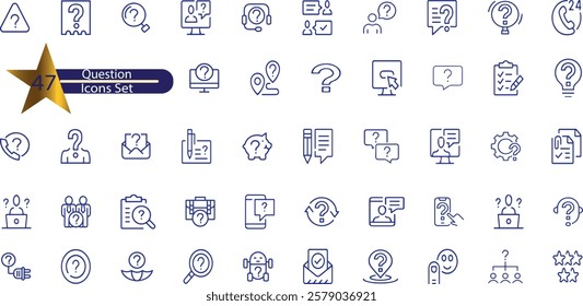 Simple Set of Question Related Vector Line Icons.