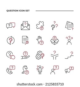 simple set of Question vector icons with editable line styles covering Confused, mystery, puzzle and other. isolated on white background. 