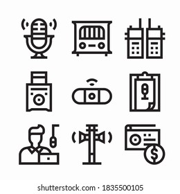 Simple Set Radio Vector line Icons. Line with Editable stroke