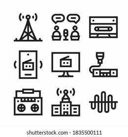 Simple Set Radio Vector line Icons. Line with Editable stroke