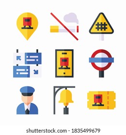 Simple Set Railway Vector Color Icons
