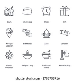 Simple Set of  Ramadan Kareem Line Icon set design, Ramadan, Islamic Muslim religion and traditional theme Vector illustration.