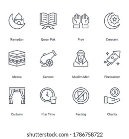 Einfache Set von Ramadan Kareem Line Icon Set Design, Ramadan, islamische muslimische Religion und traditionelle Thema Vektorgrafik.