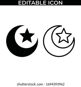 Simple Set of Ramadan Kareem Vector Line and Fill Icons