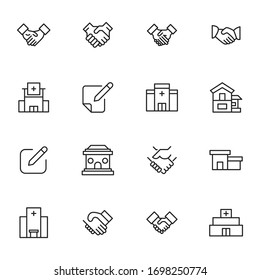 Einfache Sammlung von Immobilien modernen dünnen Linie Symbole. Trendloses Design. Paket mit Strichsymbolen. Vektorillustration einzeln auf weißem Hintergrund. Symbole in Premium-Qualität.