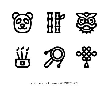 Simple Set of Real Estate Related Vector Line Icons. Contains Icons as Panda, Bamboo, Lion Dance and more. svg