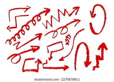 simple set red crayon arrow, set 15
