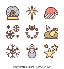 Simple Set Related Christmas Vector  Color icons
