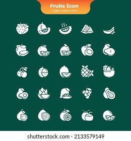 Simple Set Of Related Fruits Vector glyph white color style Icon