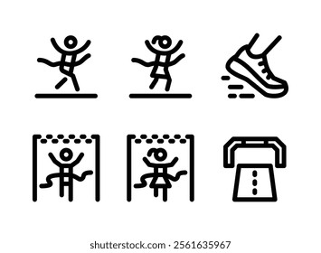 Simple Set of Related Line Icons. Contains Icons as Marathon Runner, Shoes, Finish and more.