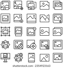 Simple Set Of Related Photos Vector Line Icons. Contains Icons like Edit, Print, Enhance Image and more