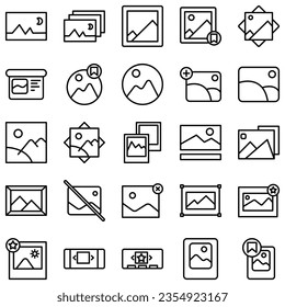 Simple Set Of Related Photos Vector Line Icons. Contains Icons like Edit, Print, Enhance Image and more