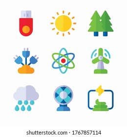 Simple Set Renewable Energy Vector Color Icons. Color with Editable stroke
