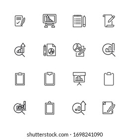 Simple set of report icons in trendy line style. Modern vector symbols, isolated on a white background. Linear pictogram pack. Line icons collection for web apps and mobile concept.