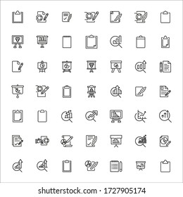 Einfache Auswahl an Report Icons im trendy line Stil. Moderne Vektorsymbole, isoliert auf weißem Hintergrund. Lineare Piktogramm-Packung. Line Icons Collection für Web-Anwendungen und Mobile Concept.