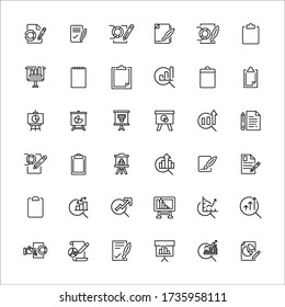Einfache Auswahl an Report Icons im trendy line Stil. Moderne Vektorsymbole, isoliert auf weißem Hintergrund. Lineare Piktogramm-Packung. Line Icons Collection für Web-Anwendungen und Mobile Concept.