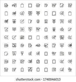 Simple set of report icons in trendy line style. Modern vector symbols, isolated on a white background. Linear pictogram pack. Line icons collection for web apps and mobile concept.