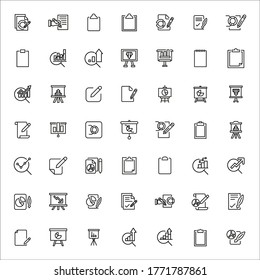 Simple set of report icons in trendy line style. Modern vector symbols, isolated on a white background. Linear pictogram pack. Line icons collection for web apps and mobile concept.