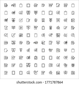 Simple set of report icons in trendy line style. Modern vector symbols, isolated on a white background. Linear pictogram pack. Line icons collection for web apps and mobile concept.