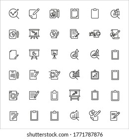 Simple set of report icons in trendy line style. Modern vector symbols, isolated on a white background. Linear pictogram pack. Line icons collection for web apps and mobile concept.