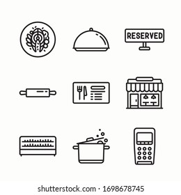 Simple Set Restaurant Element Vector line Icons