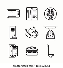 Simple Set Restaurant Element Vector line Icons