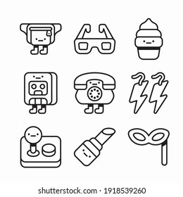 Simple Set Retro Wave Vector line Icons
