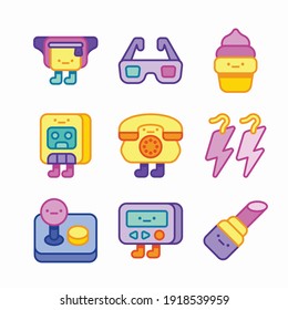 
Simple Set Retro Wave Vector Color Icons