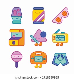 
Simple Set Retro Wave Vector Color Icons
