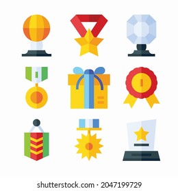 Simple Set Reward Badges Vector Color Icons
