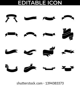 Simple Set of Ribbons Vector Line and Fill Icons