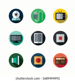 Simple Set Rounded Multimedia Vector Color Icons