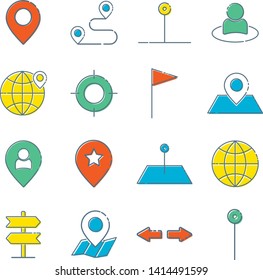 Simple Set of Route Related Vector Line Icons. Contains such Icons as Map with a Pin, Route map, Navigator, Direction and more. Eps 10