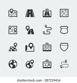 Simple set of route, road related vector icons