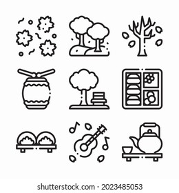 Simple Set Sakura Festival Vector line Icons