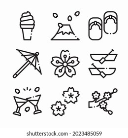 Simple Set Sakura Festival Vector line Icons